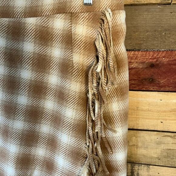 Time And Tru Tan And White Fringe Skirt Size Large - Picture 3 of 10